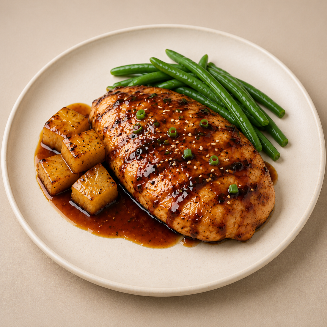 Pechuga de Pollo Glaseadas con Salsa Teriyaki y Piña