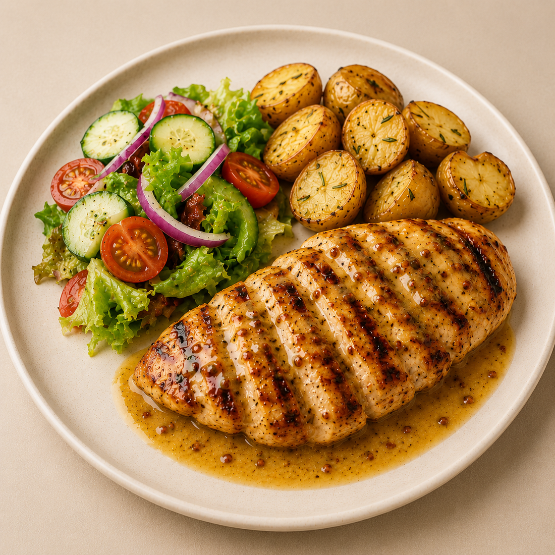 Pollo a la Parrilla en Salsa de Mostaza y Miel