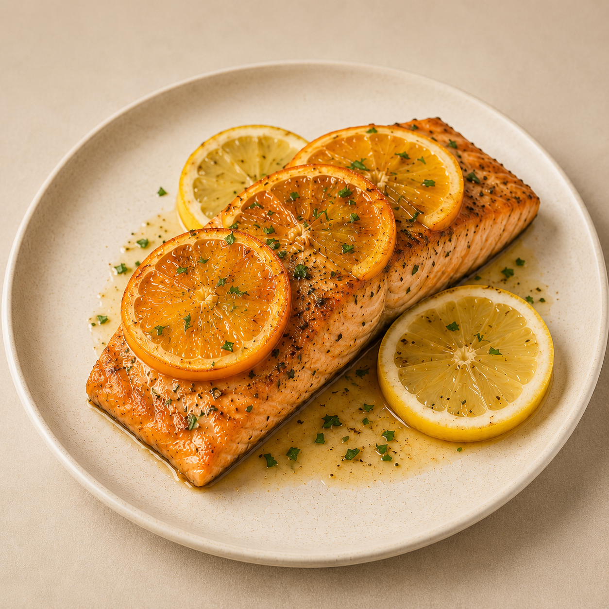 Salmón al Horno con Naranja y Limón