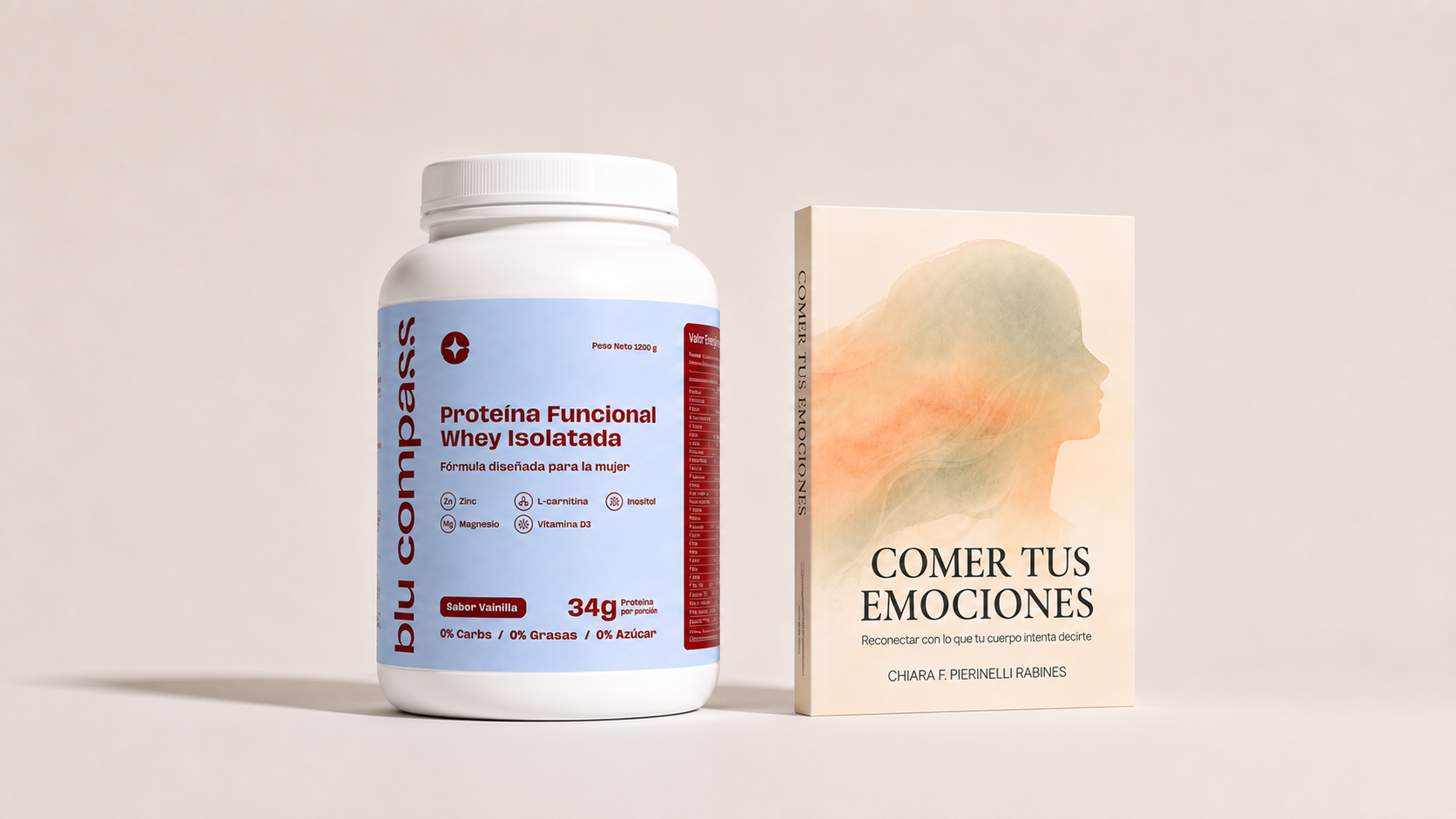 blu compass + libro COMER TUS EMOCIONES